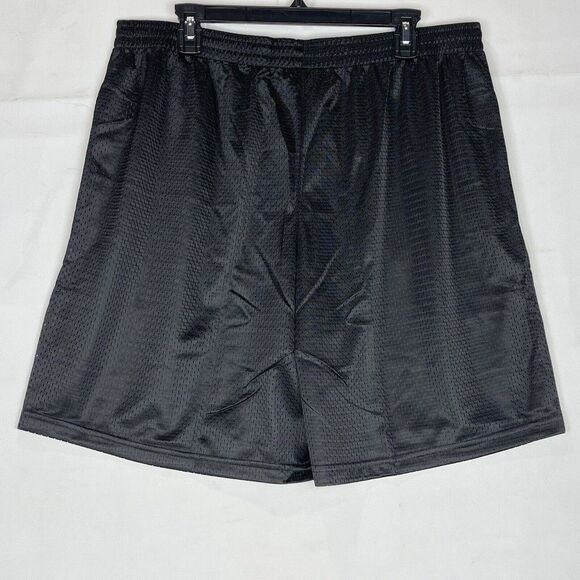 New Men Athletic Black Mesh Shorts XL Jersey 2 Pockets Gym Basketball - Picture 8 of 16